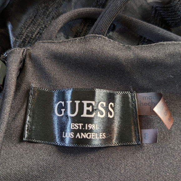 GUESS LA Black Striped Halter Fit-and-Flare Dress Size 8 - Picture 7 of 9